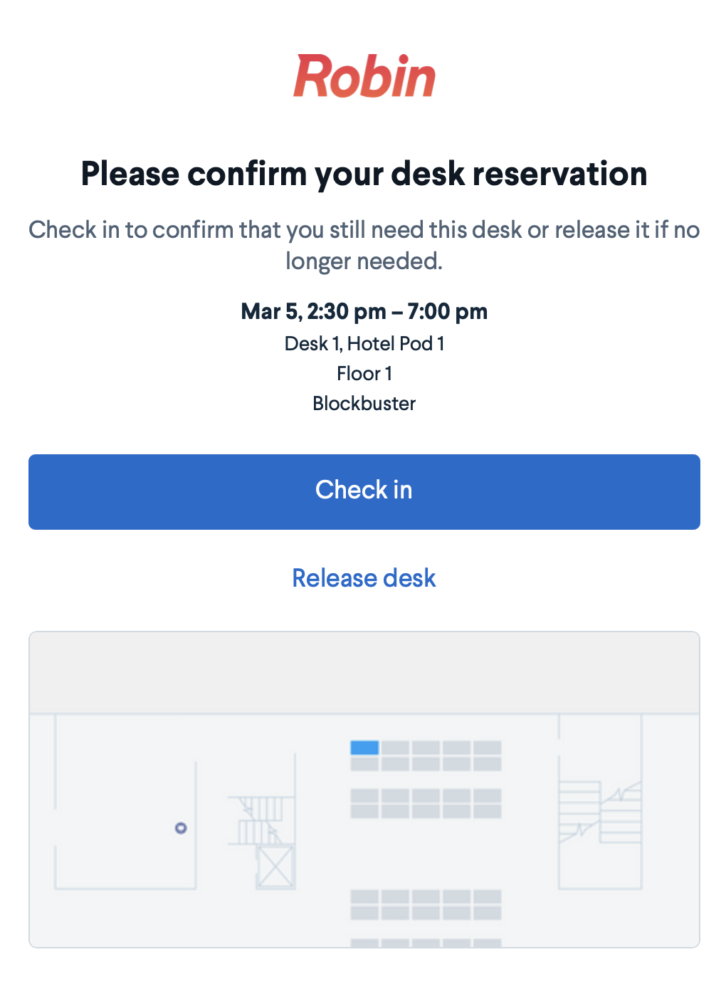 How to check in to your desk Robin Help Center