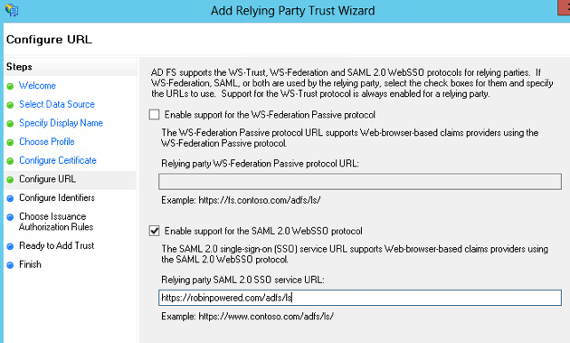 Add your SSO URL for Robin