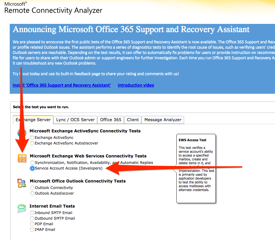 outlook cannot connect to Microsoft Exchange server through ERX